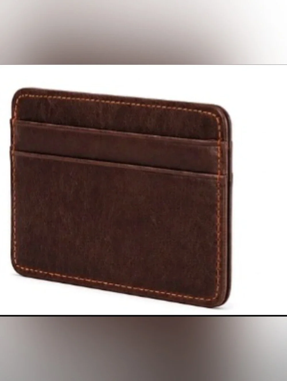Leather Card Holder - Brown Slim Wallet for Men